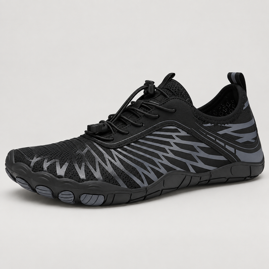 Terra Pro black shoes - studio side view | OrthoKicks