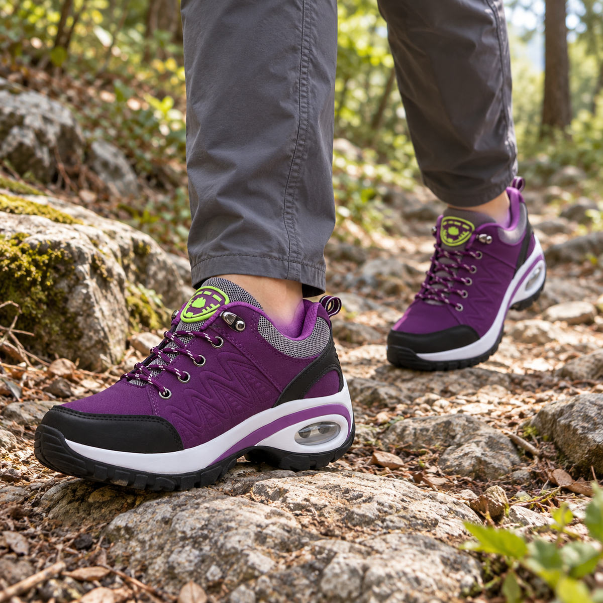 Delta Trail Hiking Shoe - worn on feet, cropped below the waist | OrthoKicks