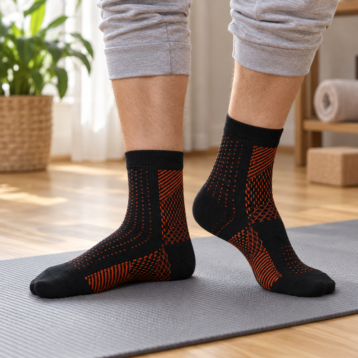 Everyday Comfort Socks (Set of 4 Pairs) - worn on feet, cropped below the waist | OrthoKicks
