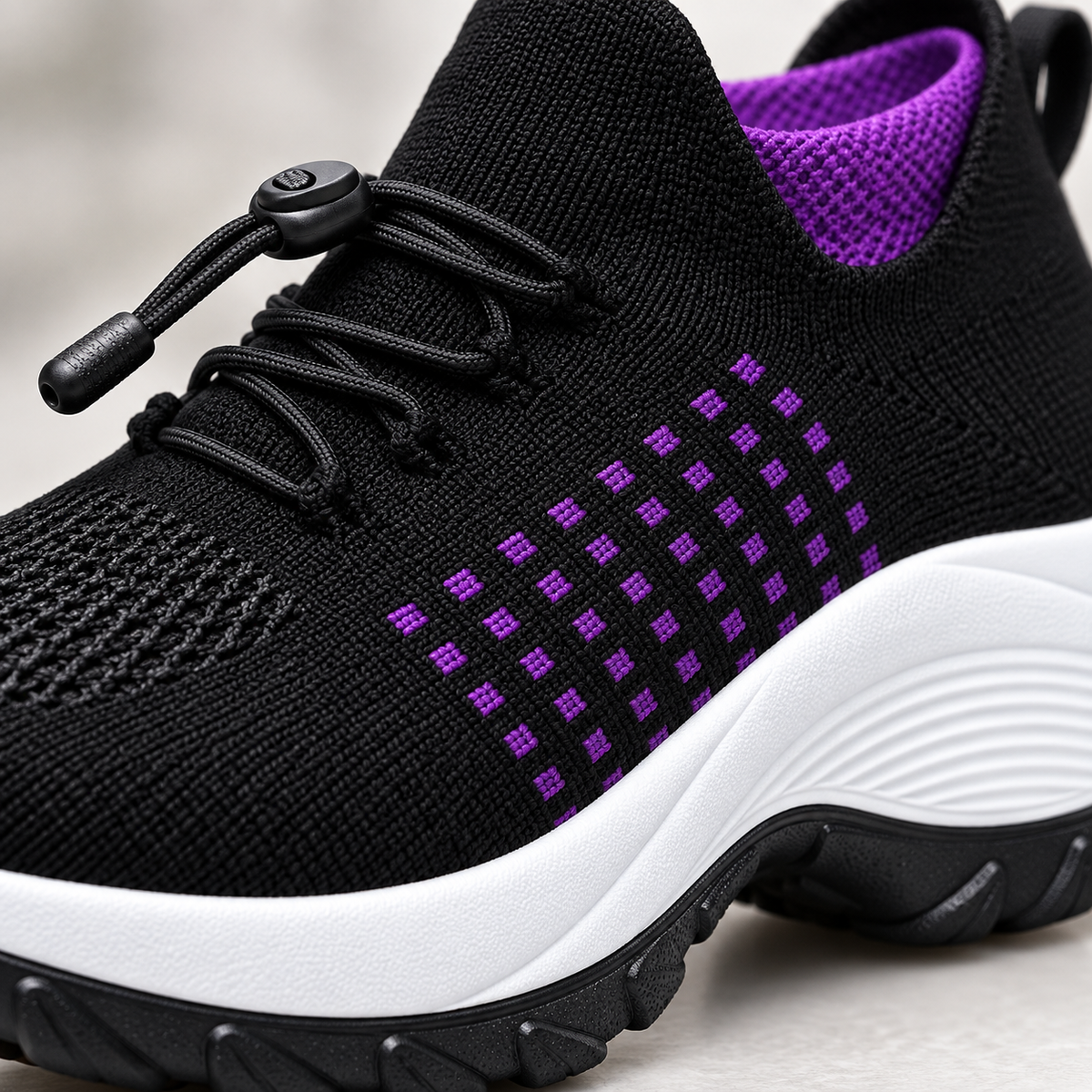 Flexknit Cushion Shoes - close-up material and sole detail | OrthoKicks