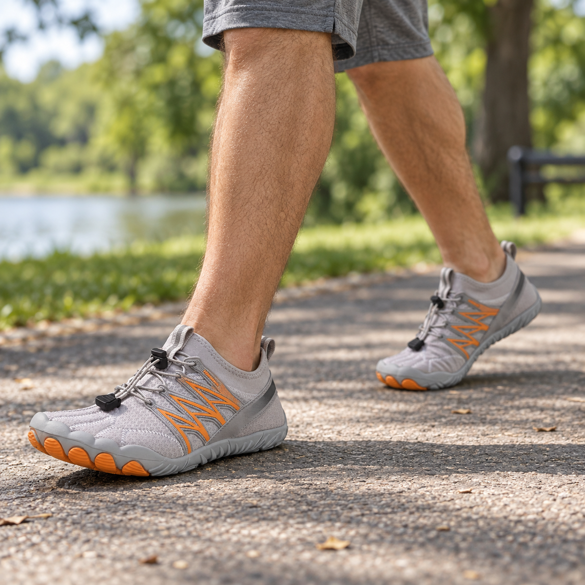 Pace Pro - Lightweight Flexible Barefoot Shoes - worn on feet, cropped below the waist | OrthoKicks