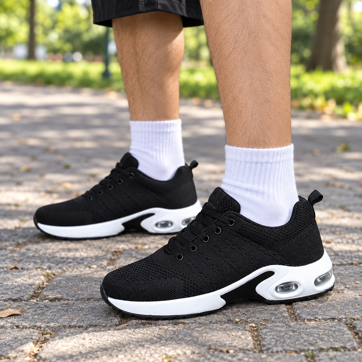 Tempo Cushion Shoes - worn on feet, cropped below the waist | OrthoKicks